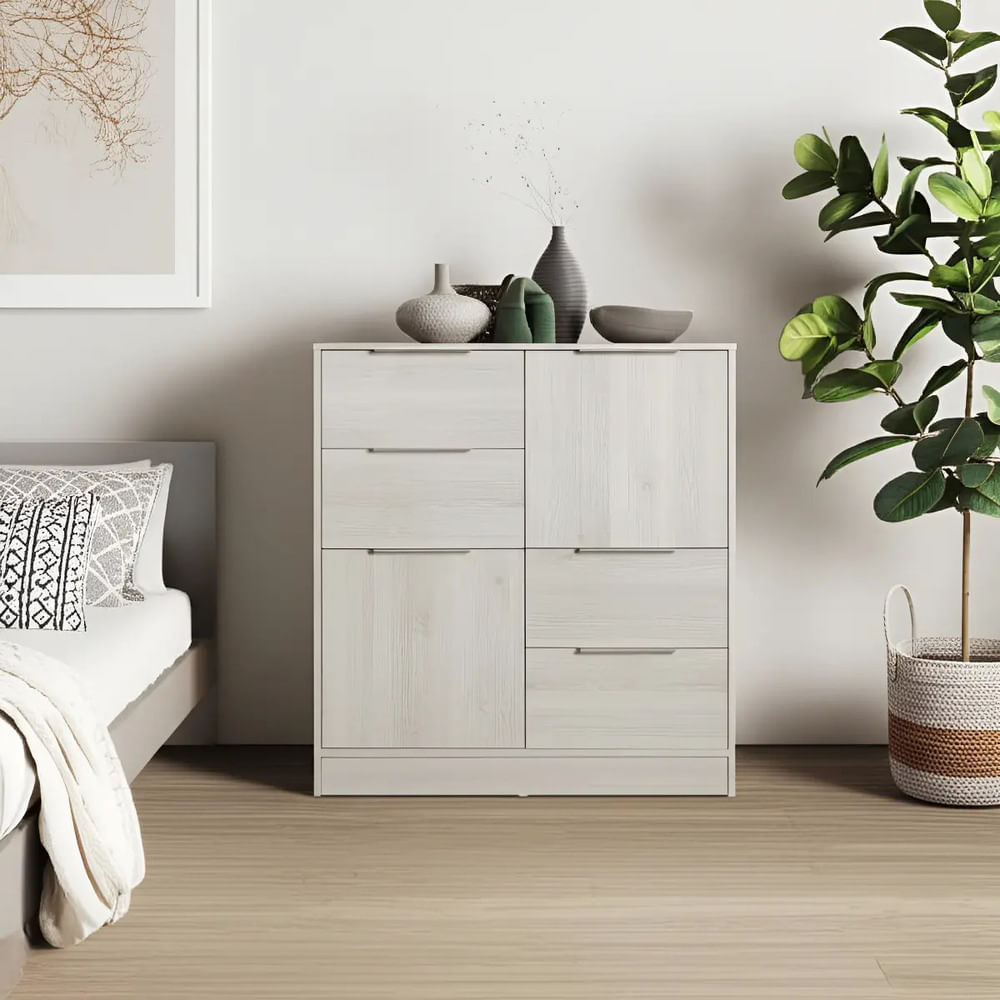 Cómoda Moderna James Ceniza 2 Puertas 4 Cajones RyR MUEBLES