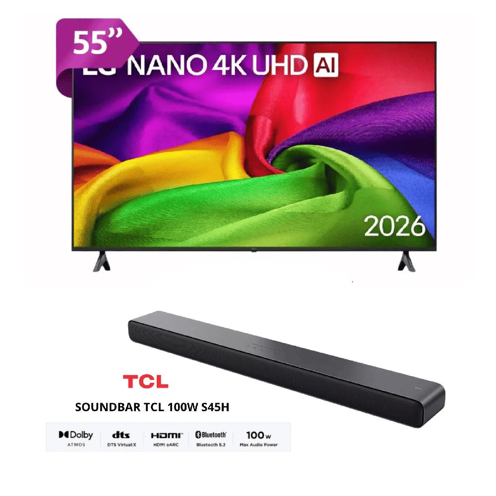 Televisor LG 55 Pulgadas NANOCELL UHD 4K WebOS 55NU800BPSB - SOUNDBAR TCL 100W S45H -Combo