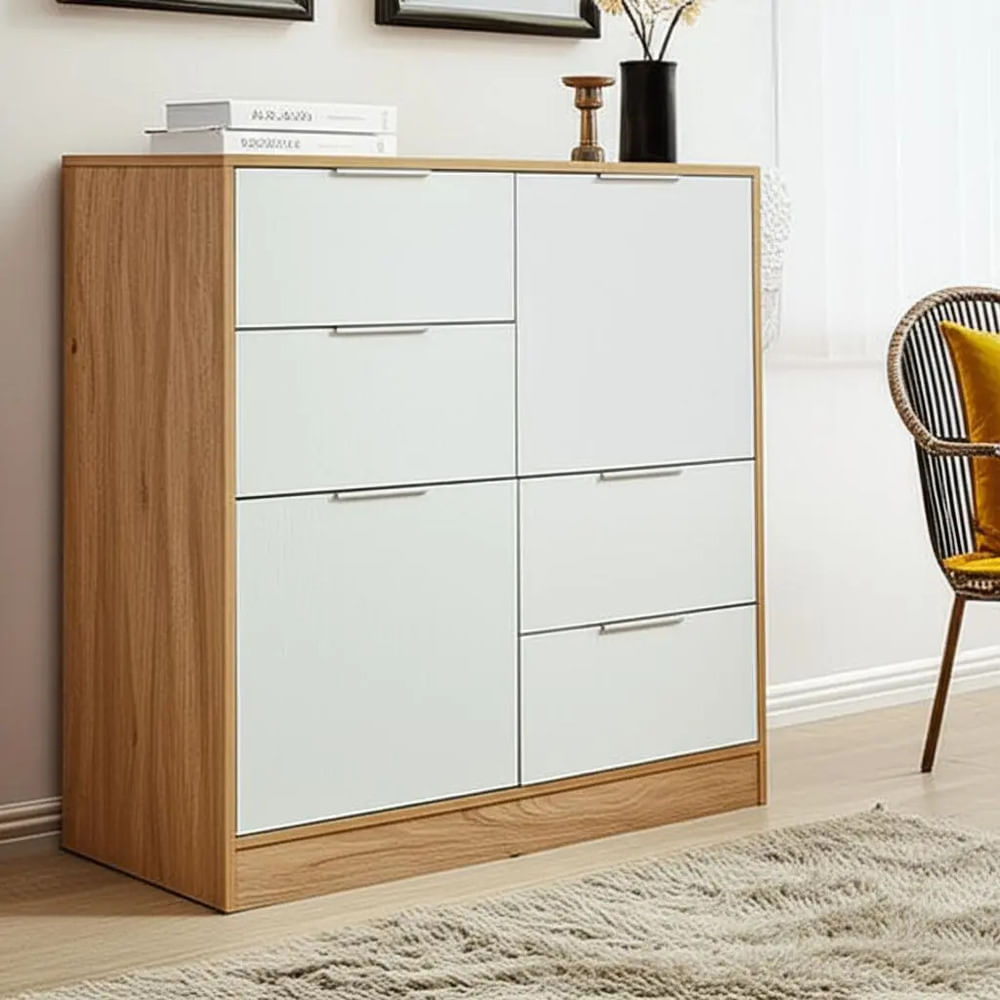 Cómoda Moderna James Duna y Blanco 2 Puertas 4 Cajones RyR MUEBLES