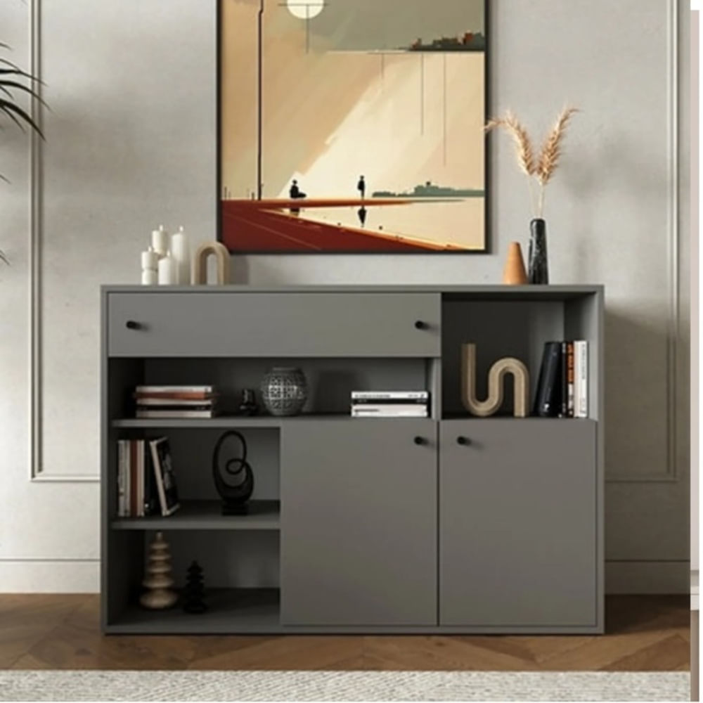 Cómoda Moderna Aimar 1 Cajón 2 Puertas Plomo RyR MUEBLES