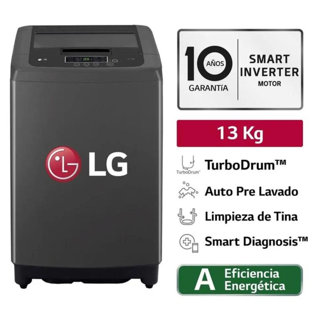 Lavadora LG 13 Kg WT13BVTB Panel LED Negro Claro