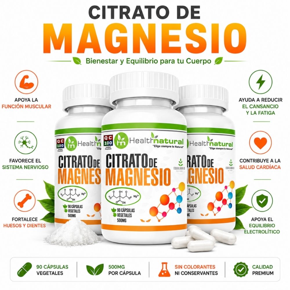 PACK 3 CITRATO DE MAGNESIO HEALTHNATURAL 1500MG
