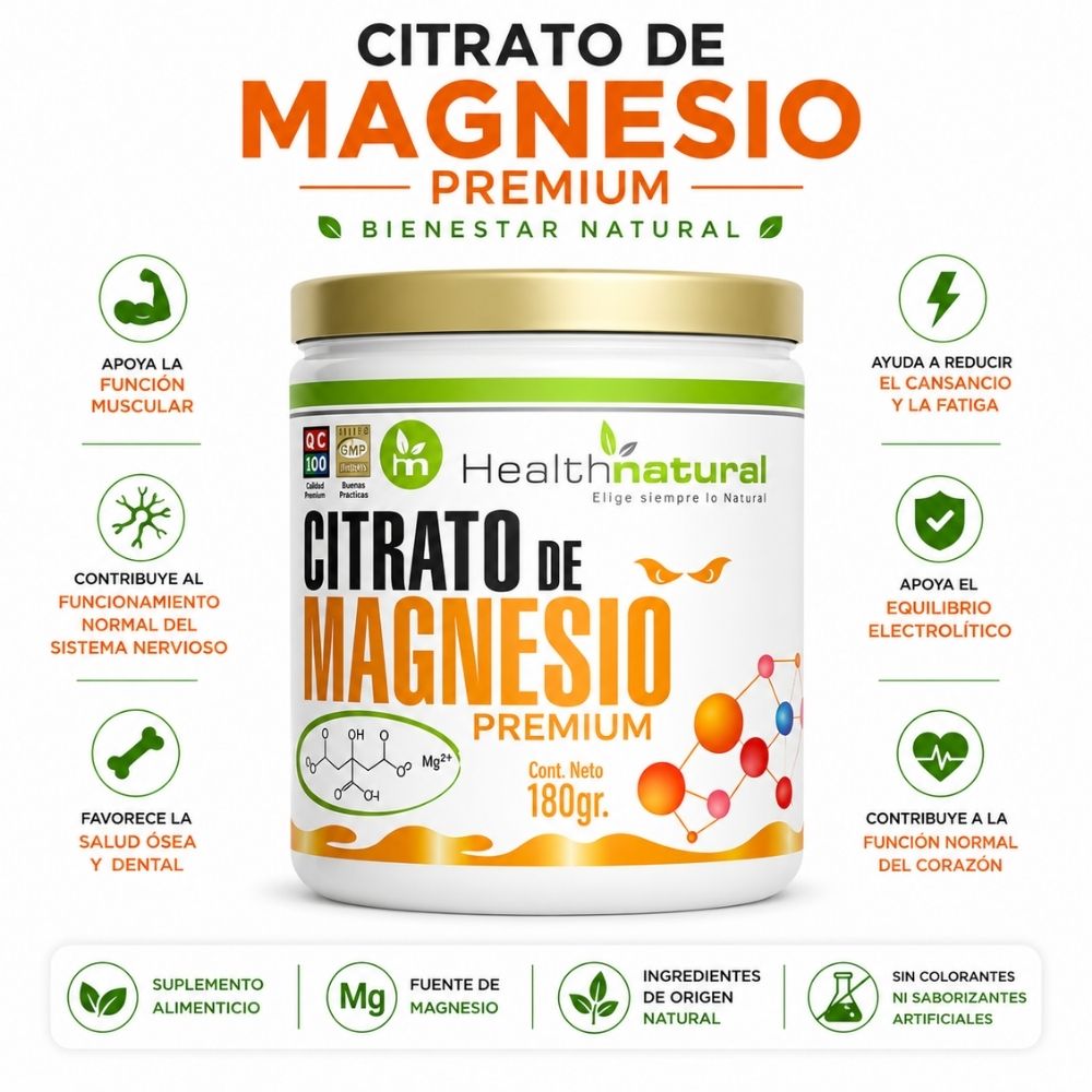 CITRATO DE MAGNESIO PREMIUM HEALTHNATURAL 180GR