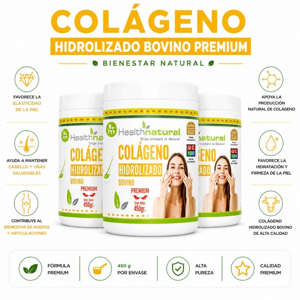 PACK 3 COLÁGENO HIDROLIZADO PREMIUM HEALTHNATURAL 1350MG