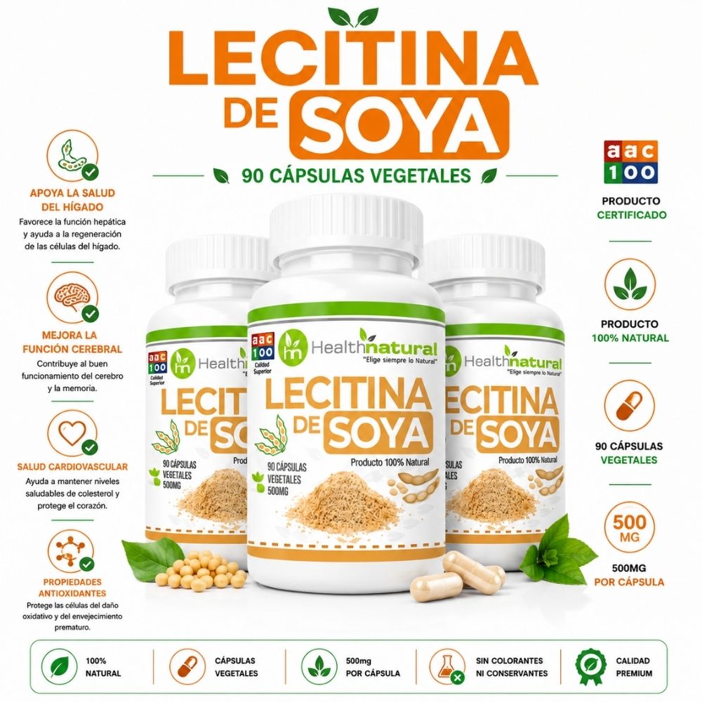 PACK 3 LECITINA DE SOYA HEALTHNATURAL 1500MG