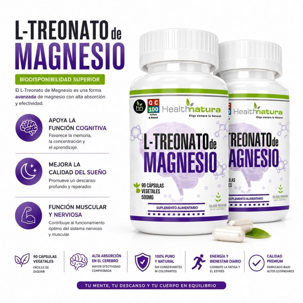 PACK 2 L-TREONATO DE MAGNESIO HEALTHNATURAL 1000MG