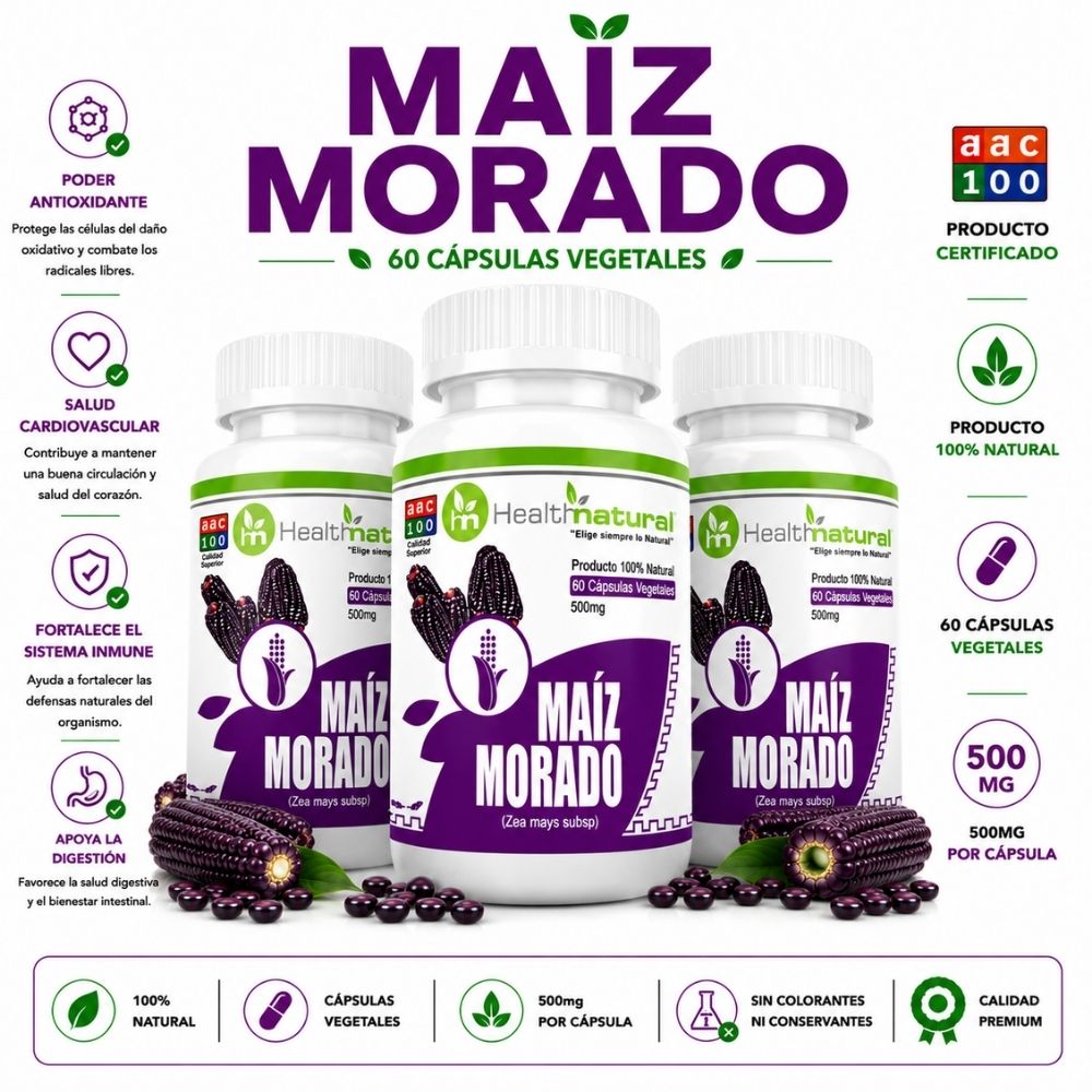 PACK 3 MAIZ MORADO HEALTHNATURAL 1500MG