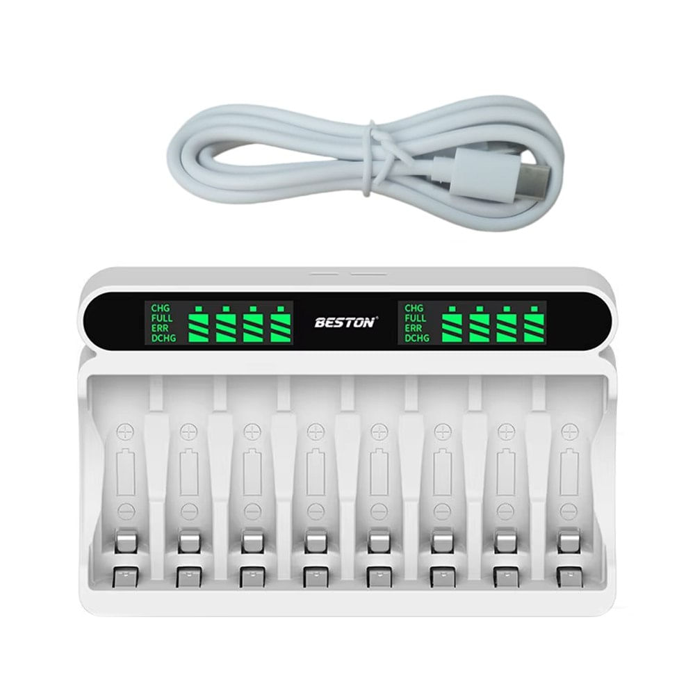 Cargador Inteligente de Pilas Baterías Recargables 8 Puestos AA AAA