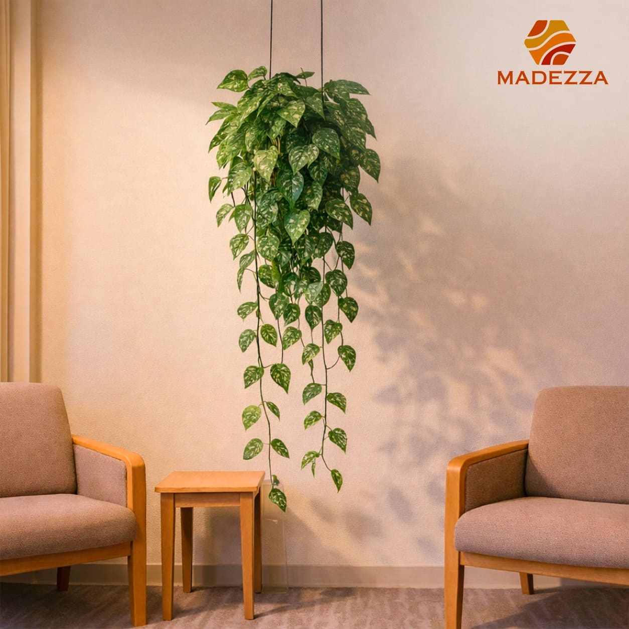 Planta Colgante Verde Con Blanco 90cm.