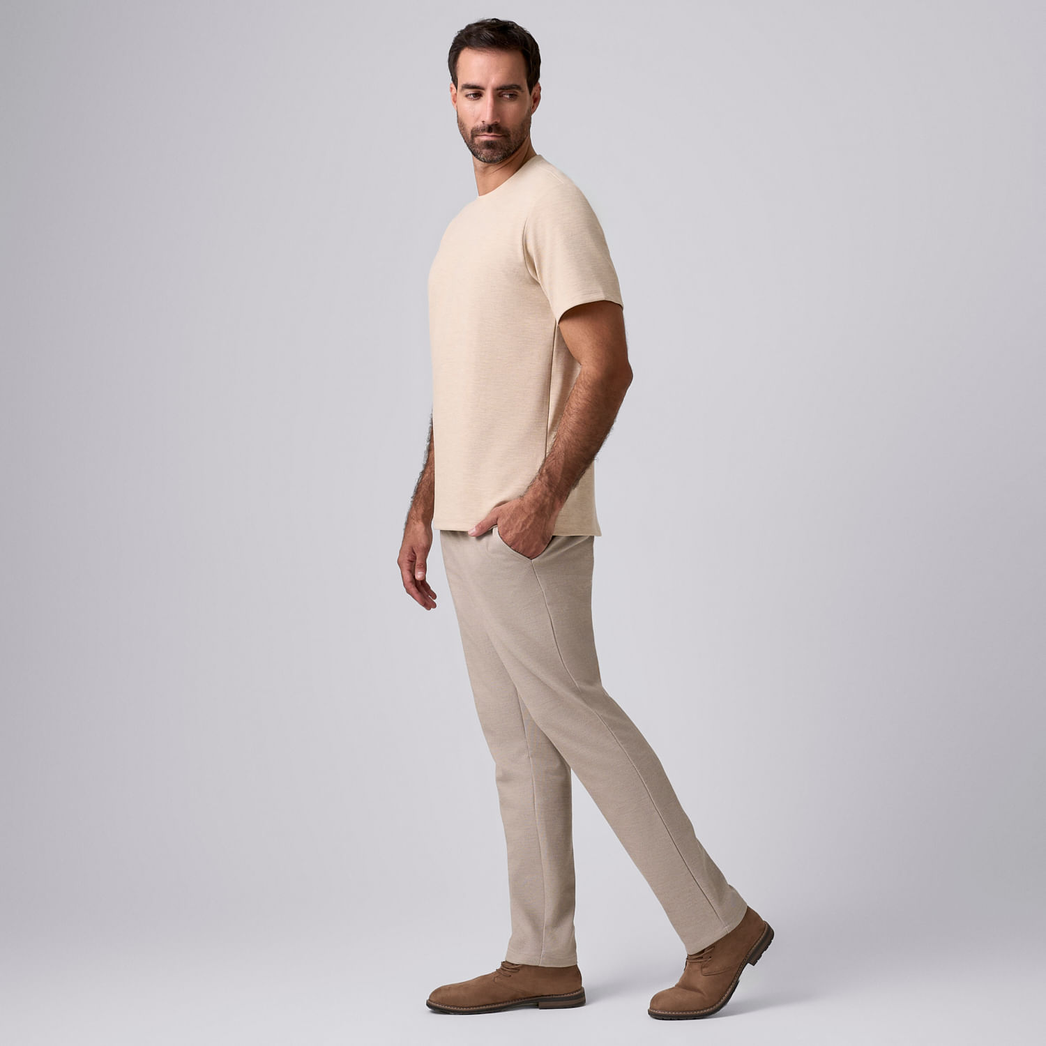 Pantalón Hombre Tape Contraste Malabar Ecru Talla 28