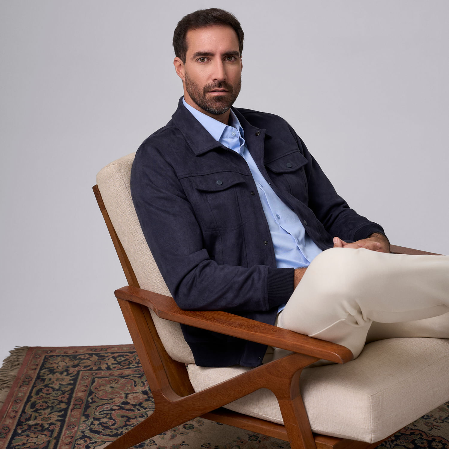 Casaca Hombre Suede Cargo Malabar Azul Talla S