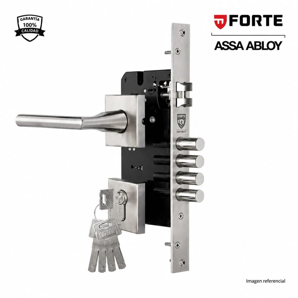 Cerradura de Embutir Forte 3 Golpes Cuadrada Acero Inoxidable Para Puerta Principal