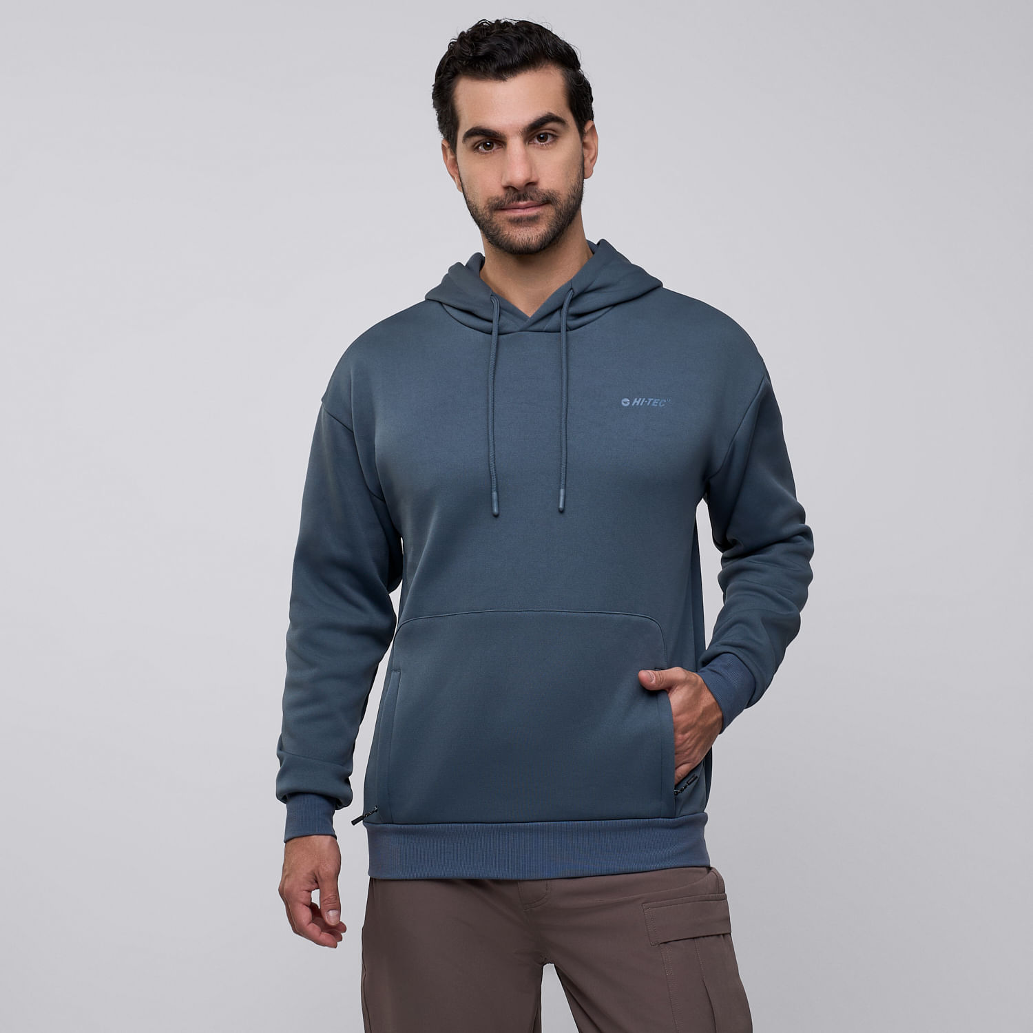 Polera Deportiva Hombre Hi-tec Hoodie Azul Acero XL