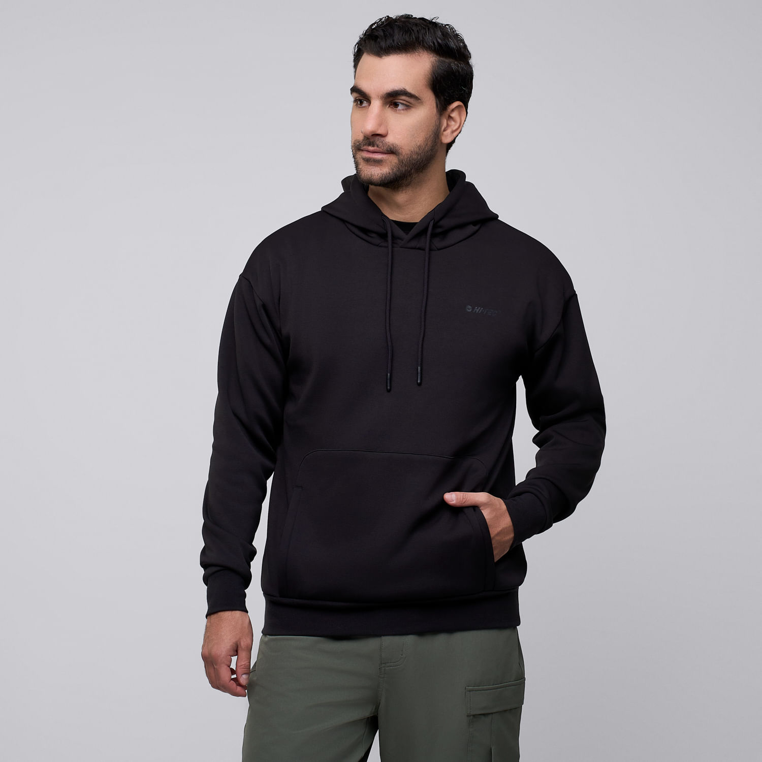 Polera Deportiva Hombre Hi-tec Hoodie Negro M