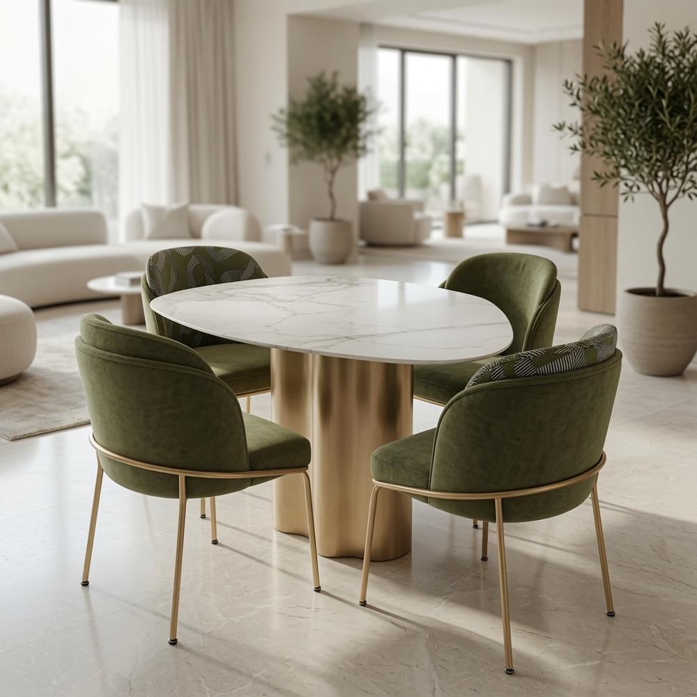 Juego de Comedor Atenea 4 Sillas con Piedra Sinterizada TU MESITA