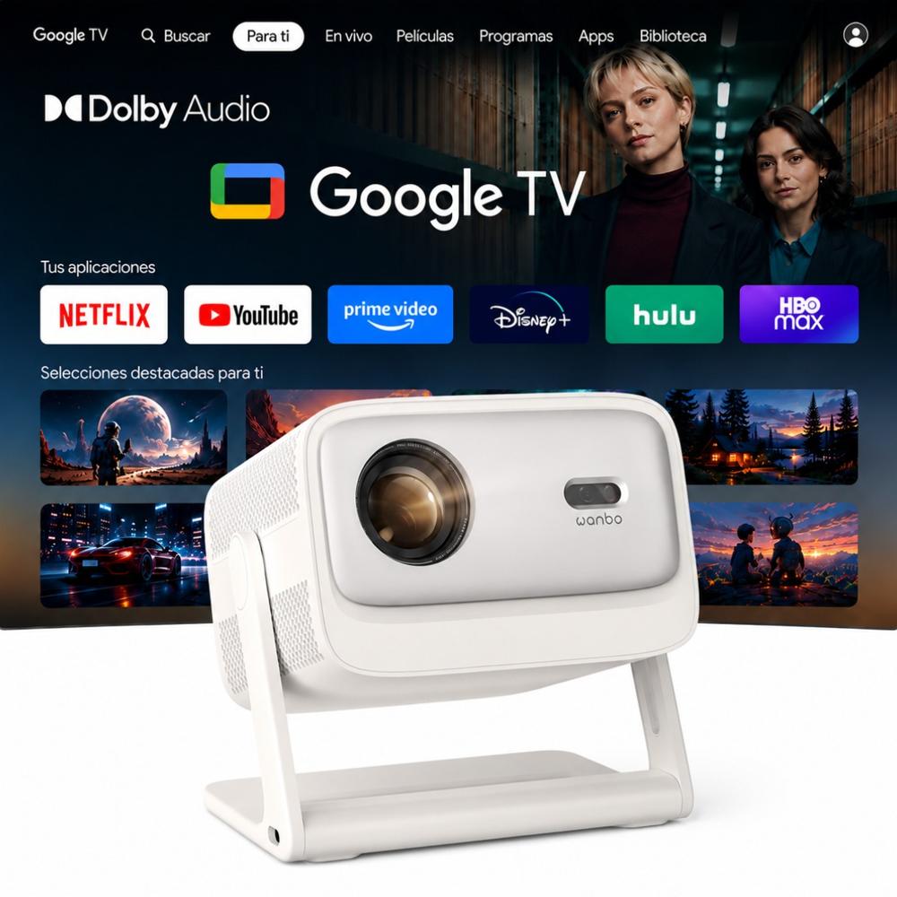 Proyector Wanbo Vali 1 Pro Google Tv Os 900 ANSI Lumens 260 Pulgadas