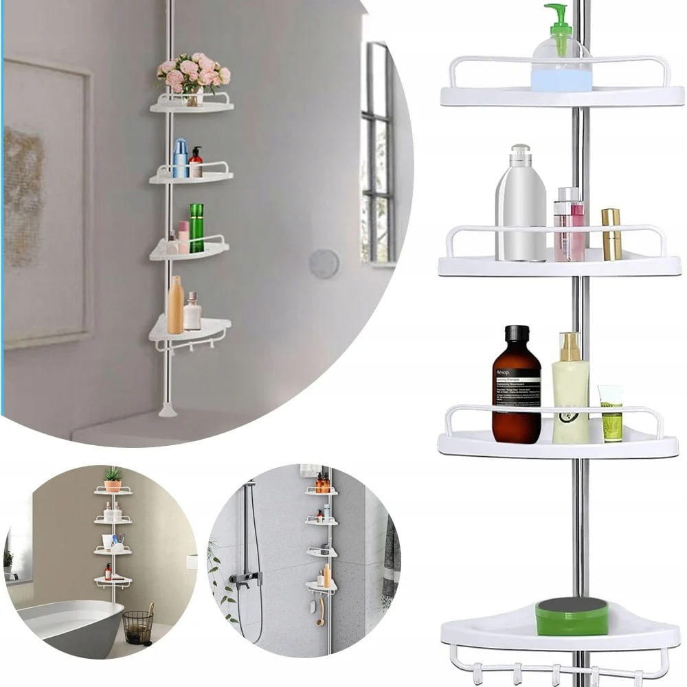 Esquinero de Ducha Estante de 4 Niveles Organizador de Baño Color Blanco