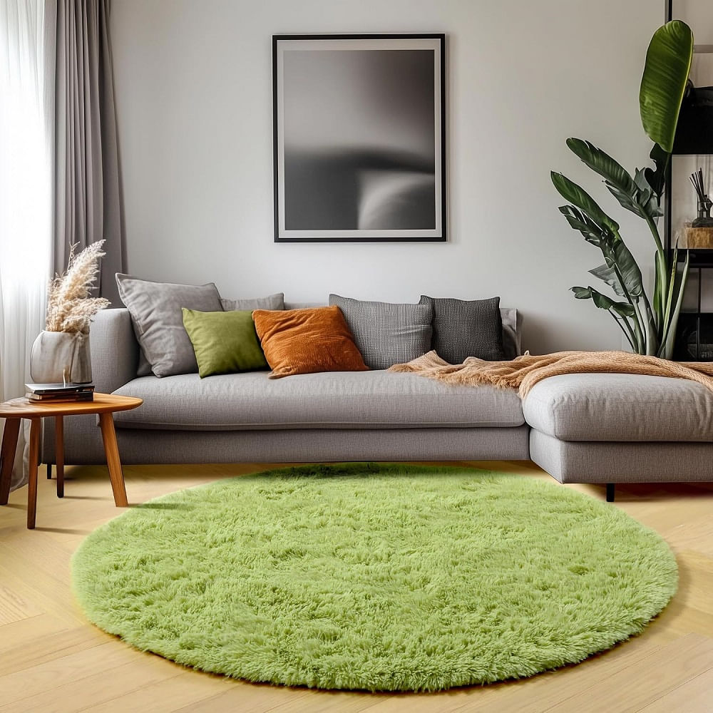 Alfombra Circular Afelpada 120cm Diametro Verde