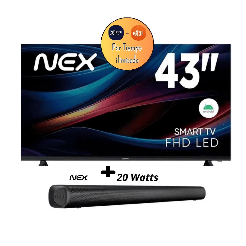 Televisor Nex 43 Pulgadas FHD Android 14 TVLED43S - M-A-G-I-S-T-V- Ilimitado - Soundbar Nex PSB32