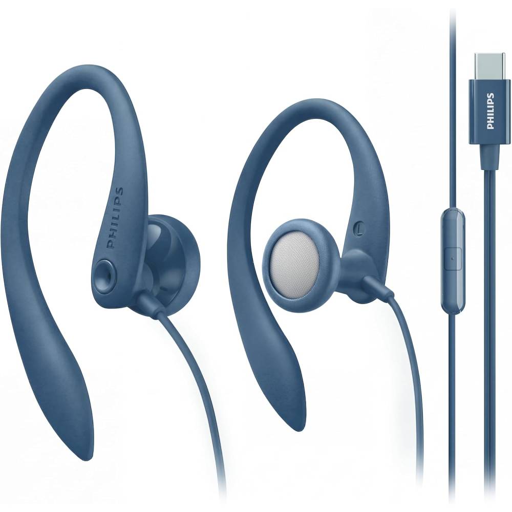 Audífonos Philips SHS3305M2 con Gancho para Oreja USB-C Micrófono Integrado Control de Llamadas Azul