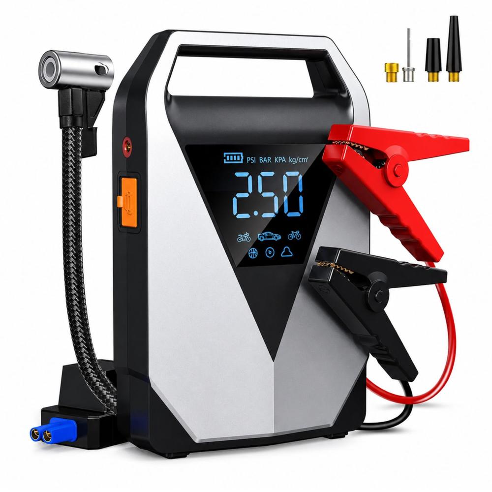 Arrancador de Auto 12V Compresor 150 PSI e Inflador Portátil