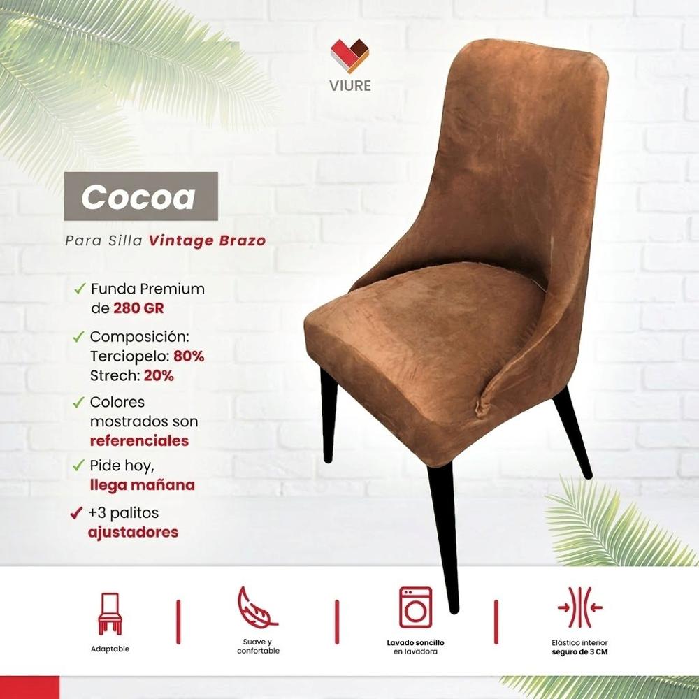 Funda de silla vintage en terciopelo grueso 6 unidades - Cocoa