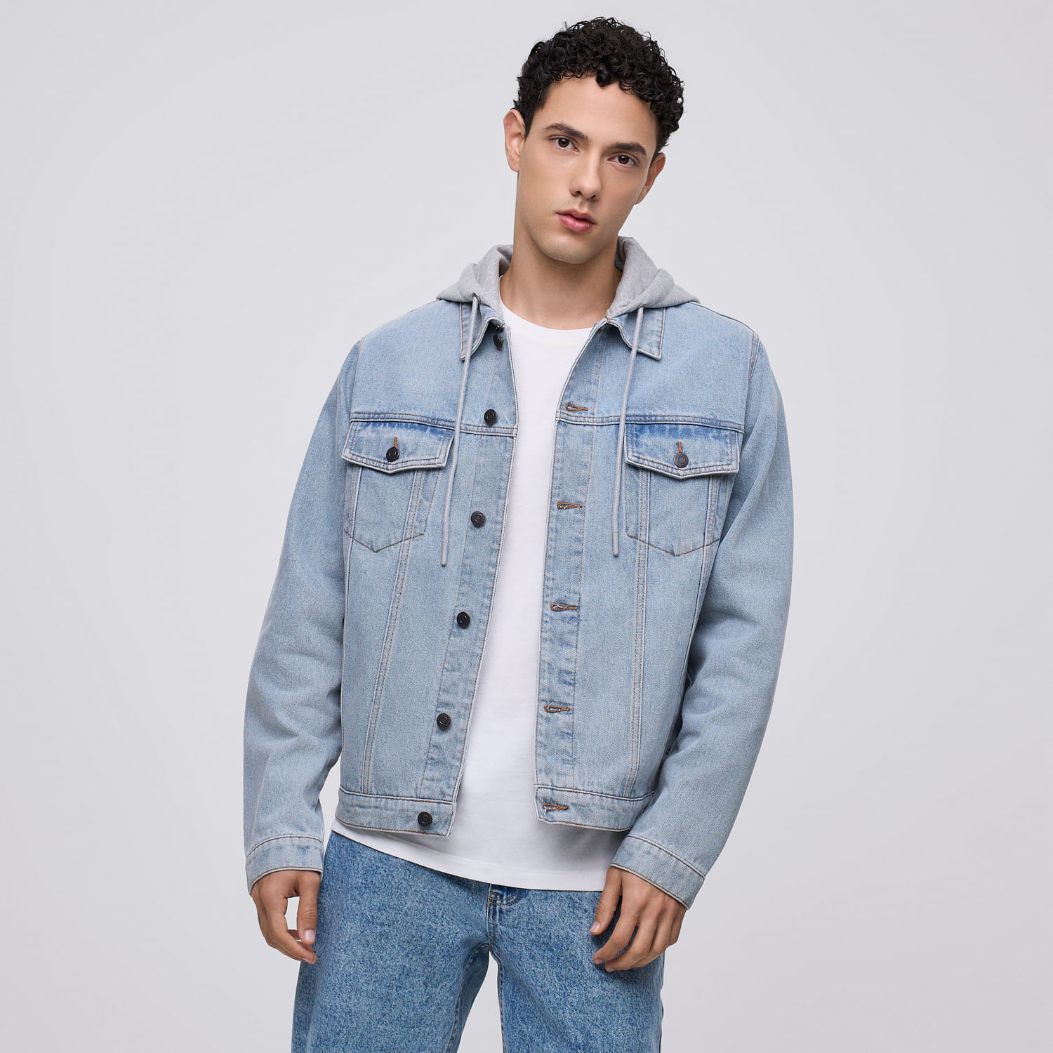 Casaca Hombre Denim Hoodie Hypnotic Celeste Talla L