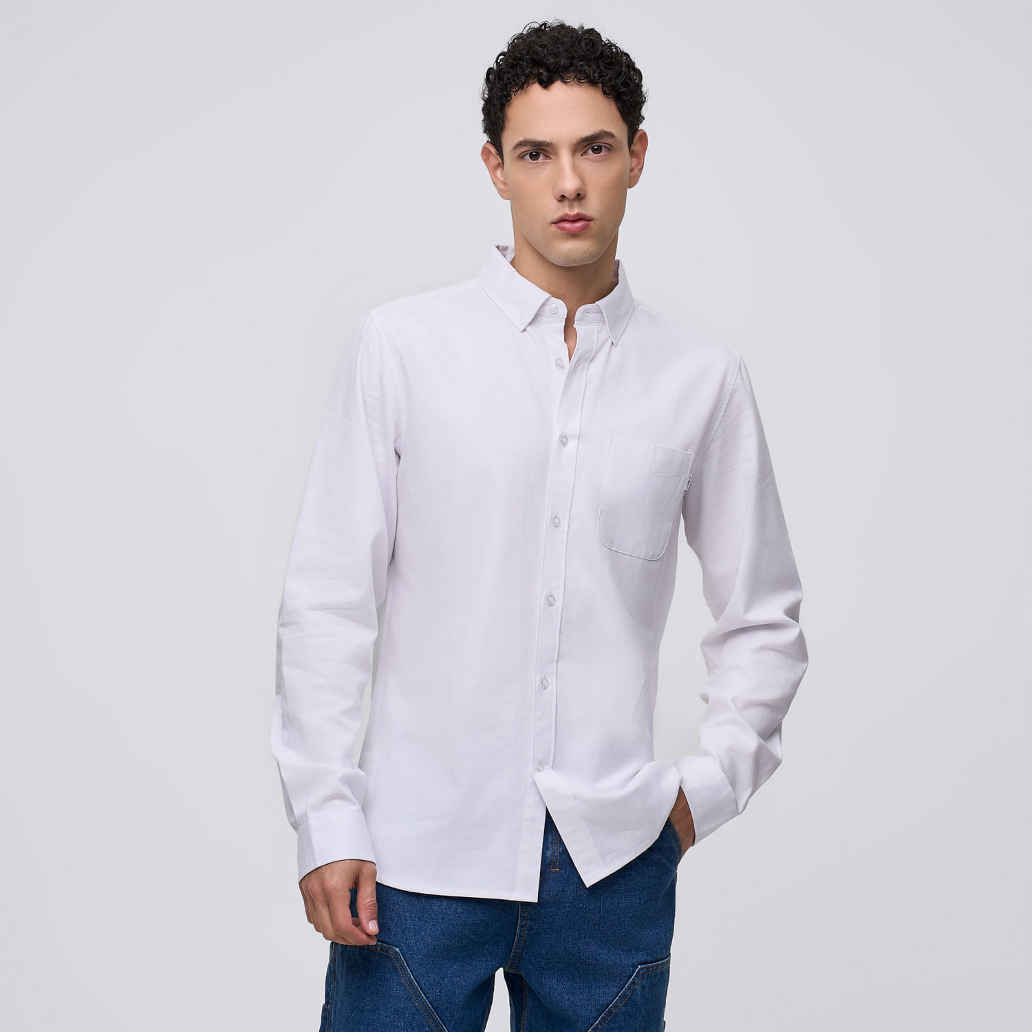 Camisa Manga Larga Hombre New Denim Hypnotic Blanco Talla L