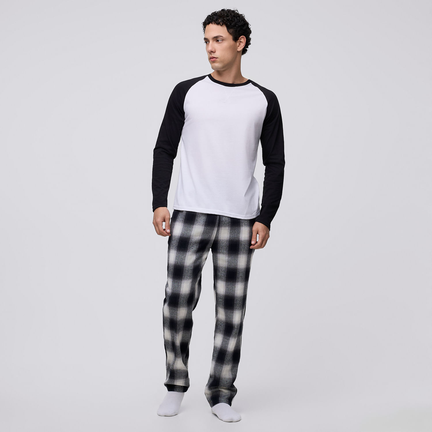 Pijama Set Manga Larga Hombre Flannel Hypnotic Negro Talla M