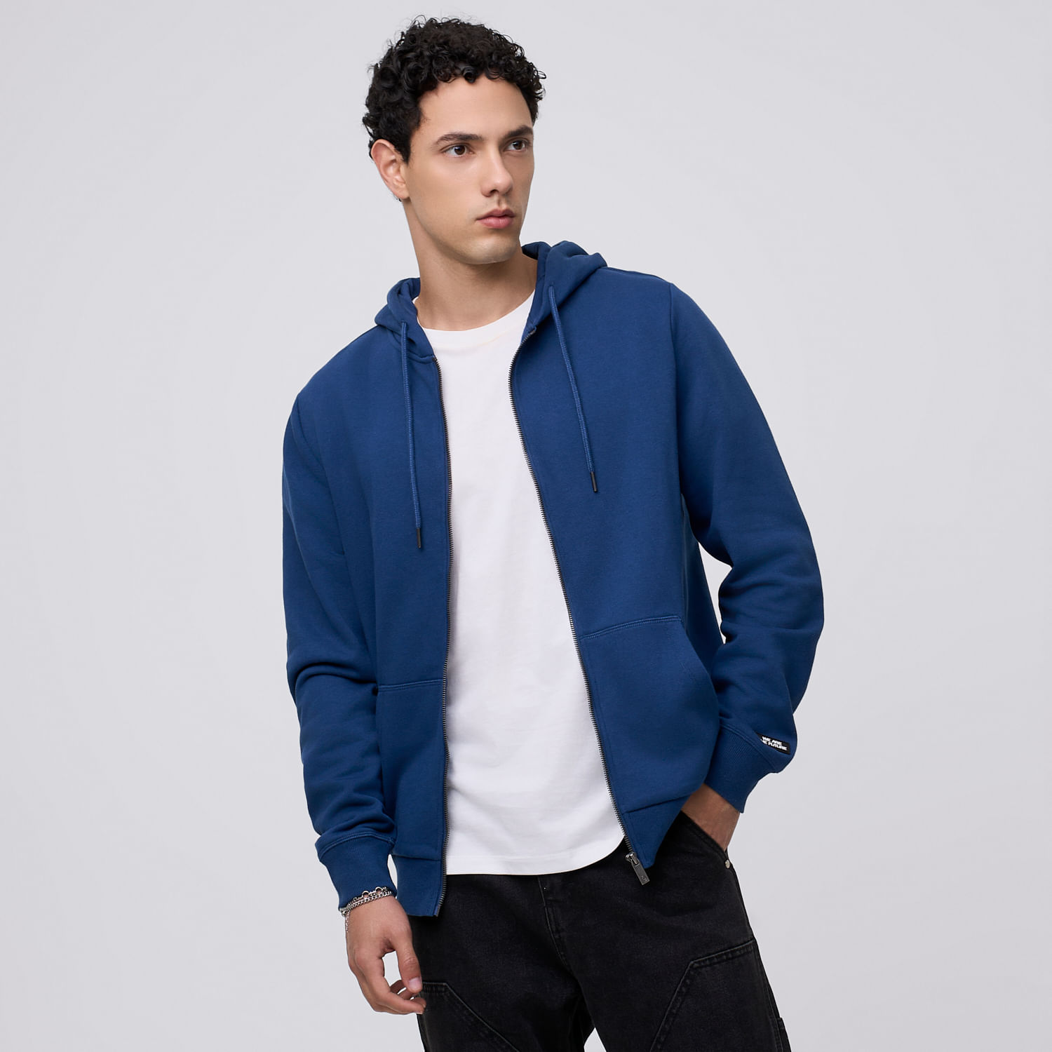 Polera Con Cierre Hombre Basic Rezip Hypnotic Azul Talla S