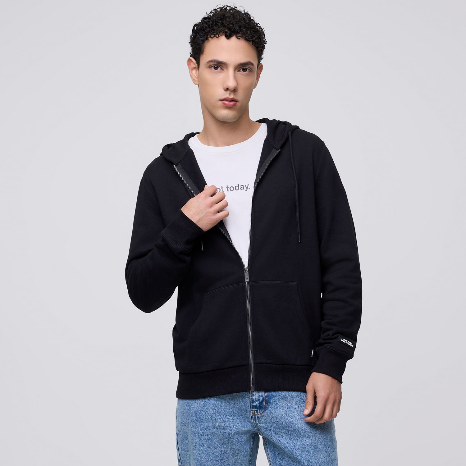 Polera Con Cierre Hombre Basic Rezip Hypnotic Negro Talla M