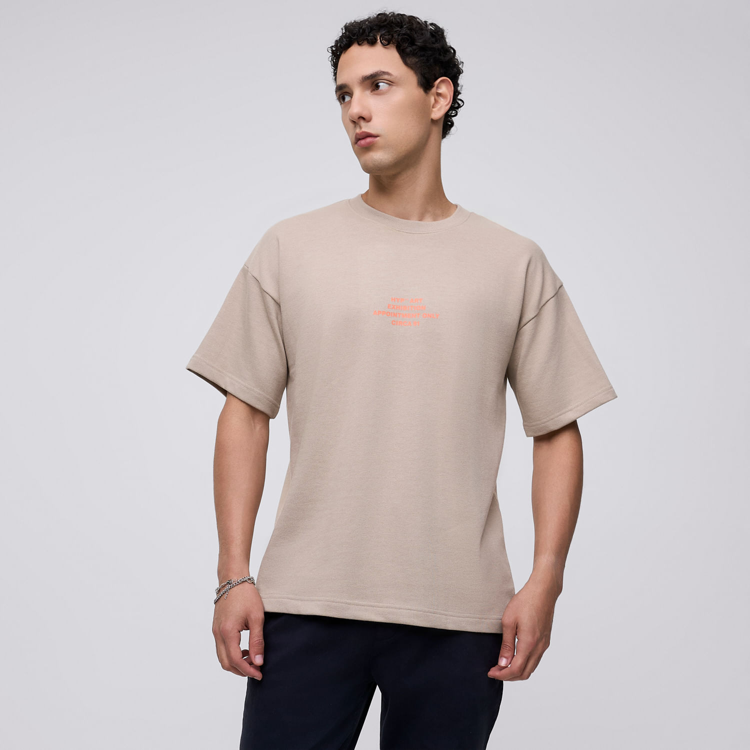 Polo Manga Corta Hombre French Text Hypnotic Beige Talla M