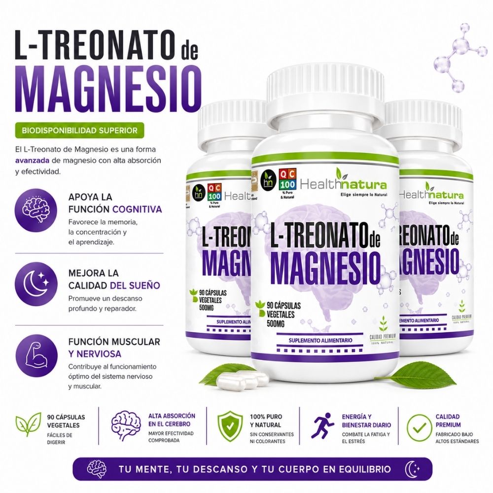 PACK 3 L-TREONATO DE MAGNESIO HEALTHNATURAL 1500MG