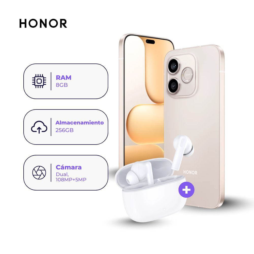 Honor 600e 256GB 8GB Ram Dorado y Earbuds X7 Lite
