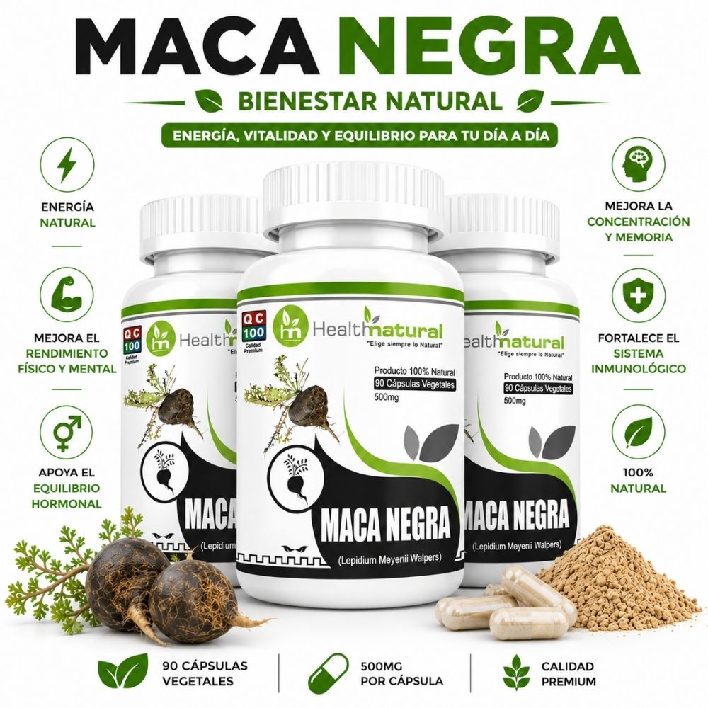 PACK 3 MACA NEGRA HEALTHNATURAL 1500MG