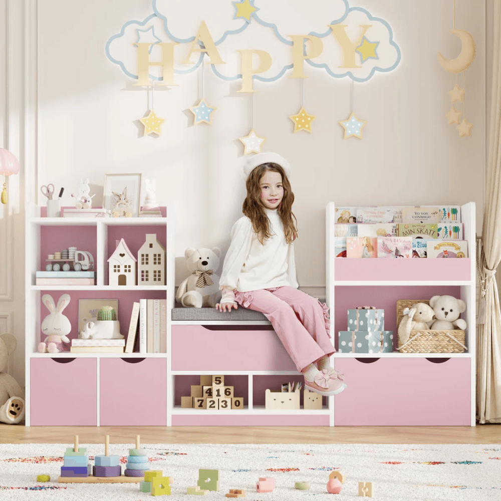 Estantería Organizador Infantil Vael Blanco y Rosado Nice Home