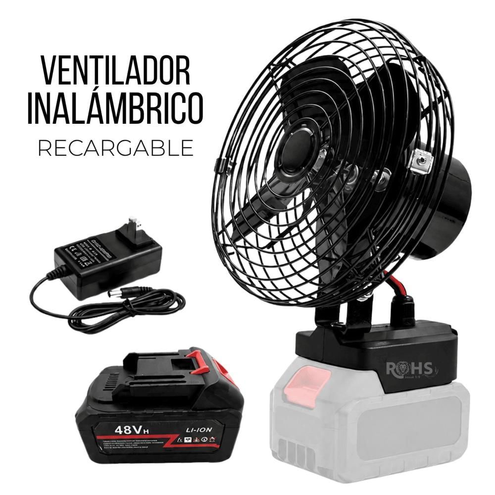 Ventilador Inalámbrico Recargable Portátil Con Batería De Litio Y Cargador