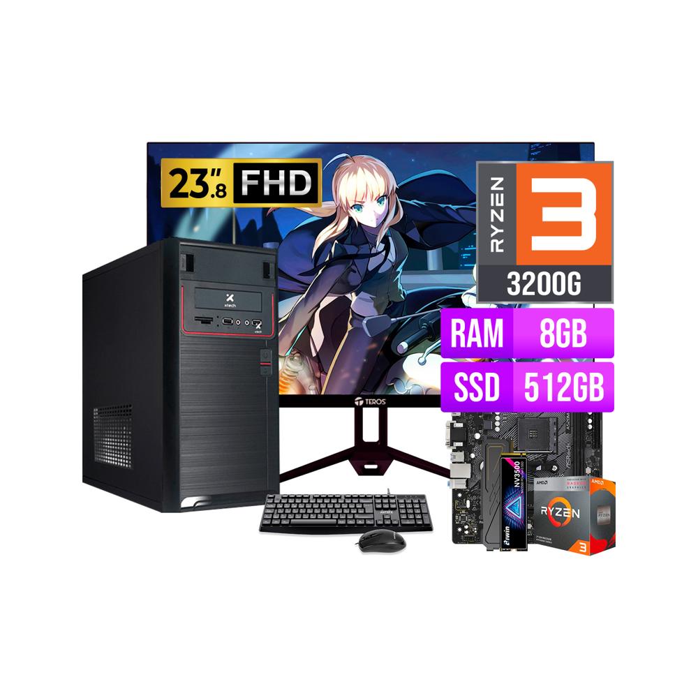 COMPUTADORA OFICINA AMD RYZEN 3 3200G RAM 8GB SSD 512GB - MONITOR 23.8 120HZ