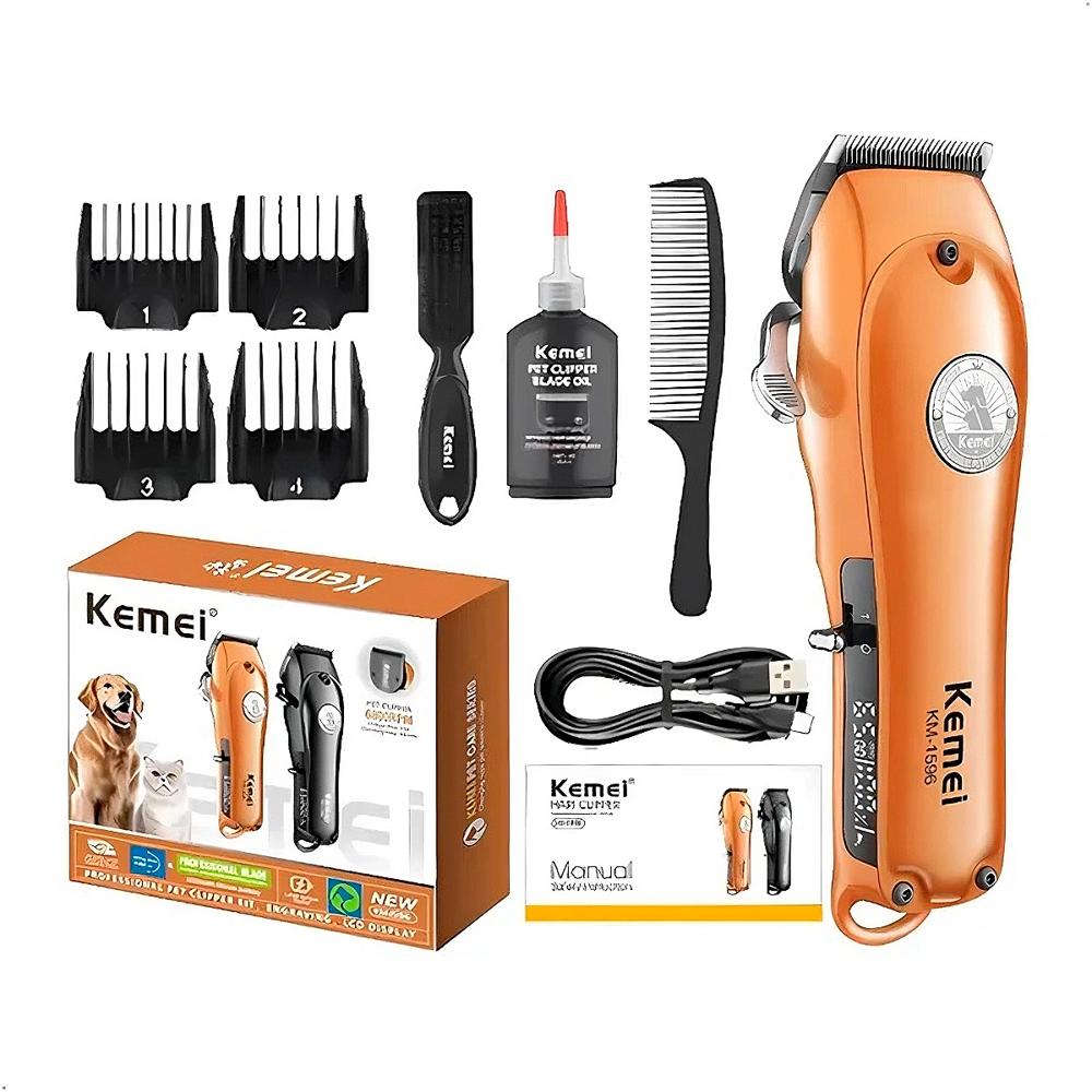 Máquina Cortadora Kemei KM-1596 Para Mascotas Recargable Dorada