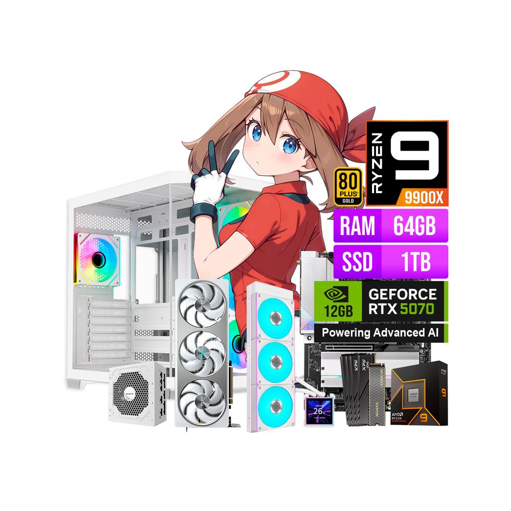 COMPUTADORA BLANCA PC GAMER AMD RYZEN 9 9900X RAM 64GB SSD 1TB NVIDIA RTX 5070 12GB