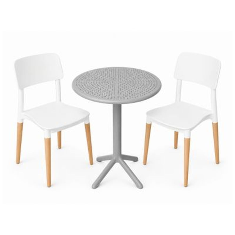 Pack de Comedor / Mesa TURIN GRIS + 2 sillas VERONA BLANCO Blanco
