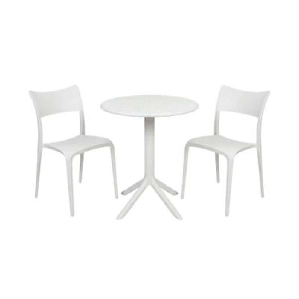 Pack de Comedor / Mesa TURIN BLANCO + 2 sillas BRUSELA BLANCO Blanco