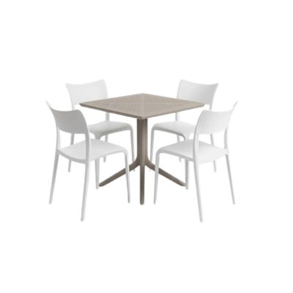 Pack de Comedor / Mesa TORONTO BEIGE + 4 sillas BRUSELA BLANCO Turquesa