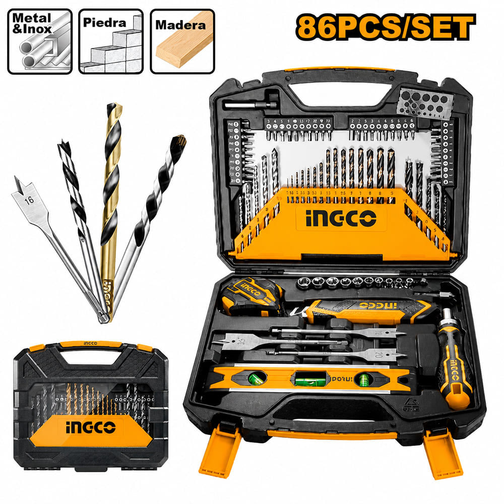 SET 86 ACCESORIOS DE HERRAMIENTAS MANUALES PARA TALADRO INGCO HKTAC010861