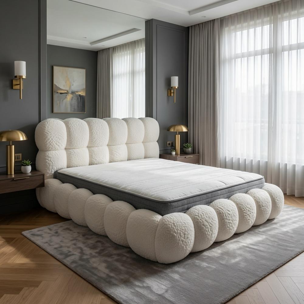 Cama Box Celine King Blanco Tarima + Cabecera TU MESITA