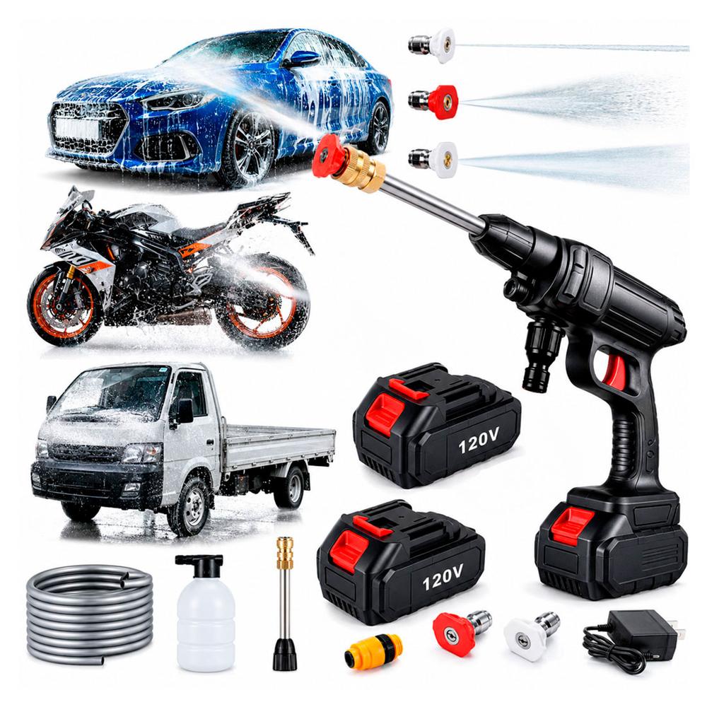 Hidrolavadora Inalámbrica 120V con 2 Baterías para Auto