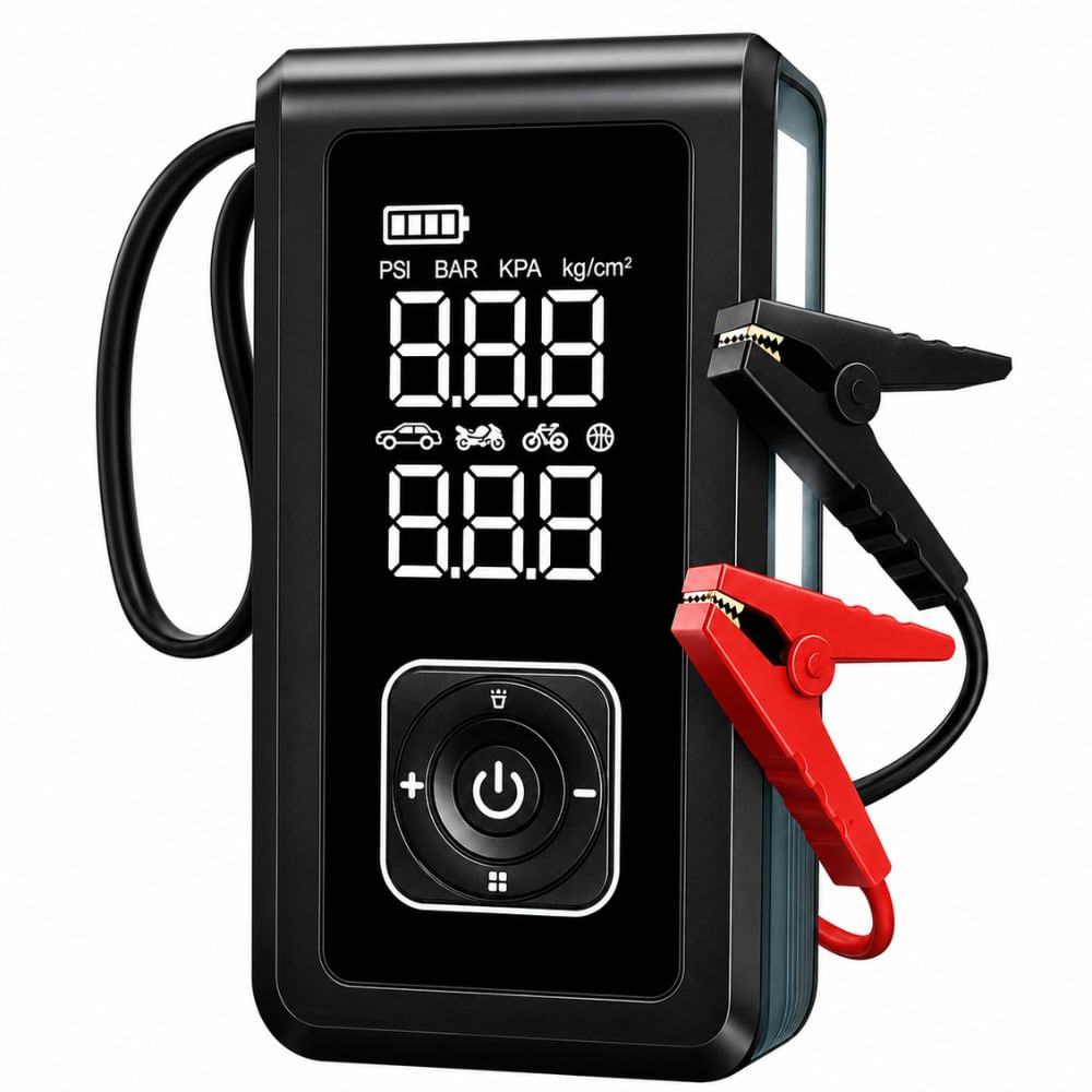 Inflador Neumáticos Portátil 150 Psi Arrancador Emergencia Negro