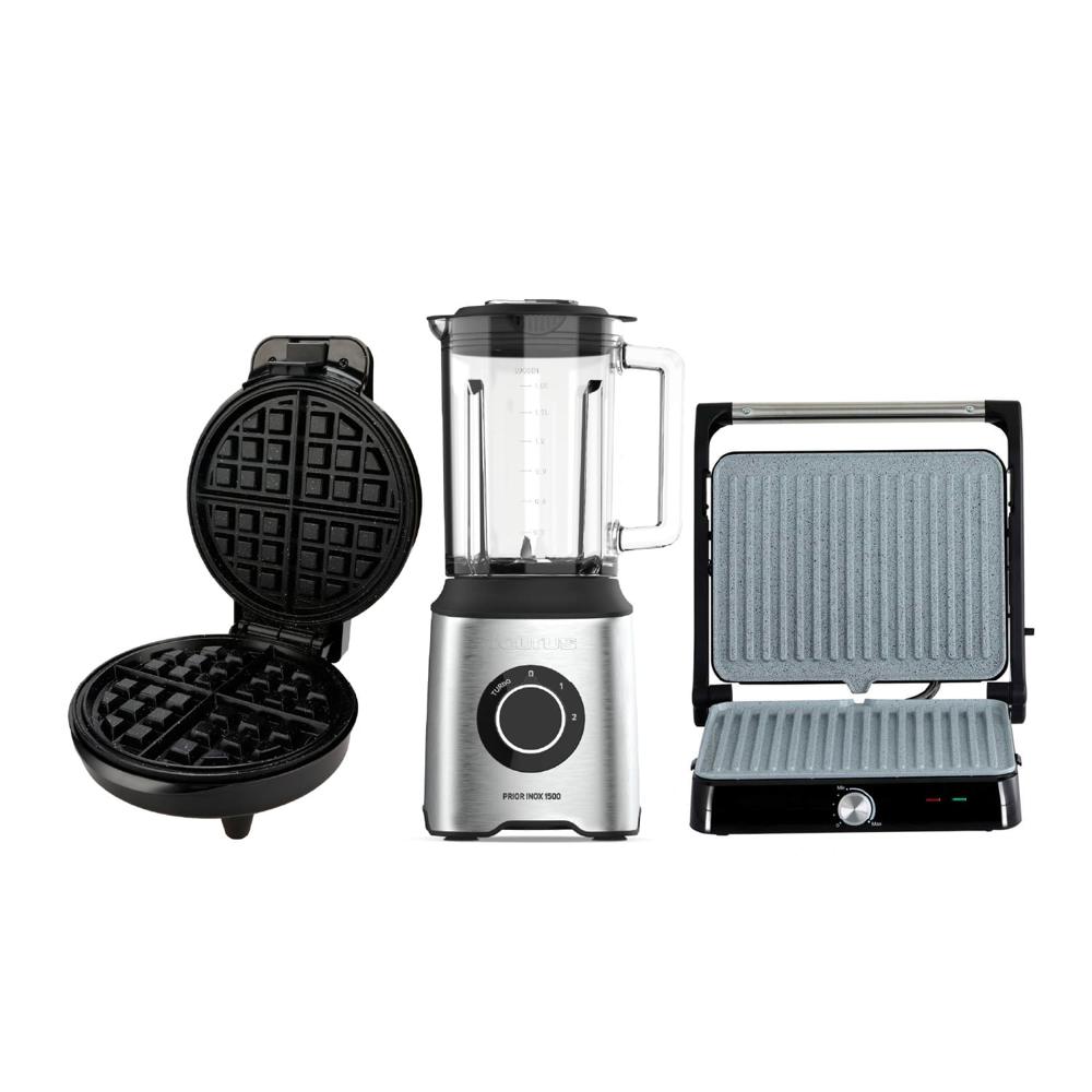 Combo Taurus Licuadora Prior Inox 1500 - Wafflera Sweet Cooking - Grill Asteria II
