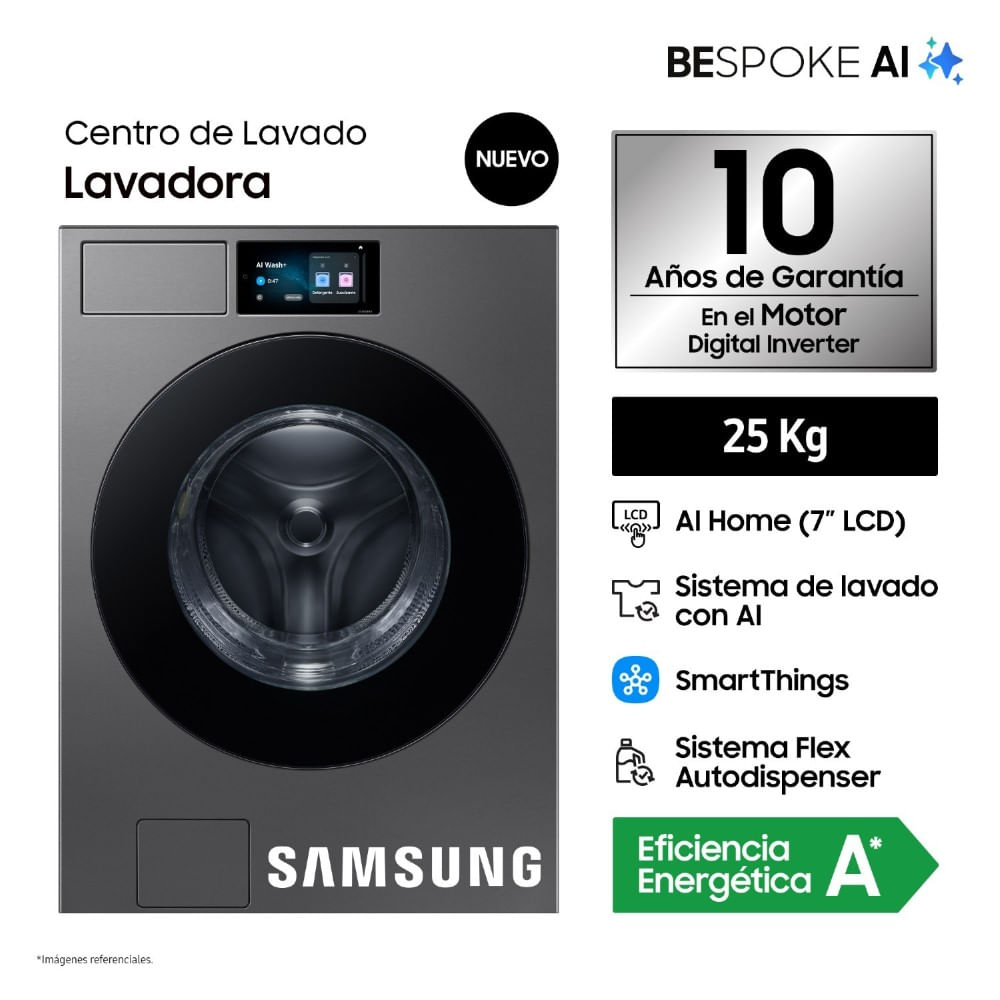 Lavadora Samsung 25Kg WF90F25ADSPE Acero Oscuro