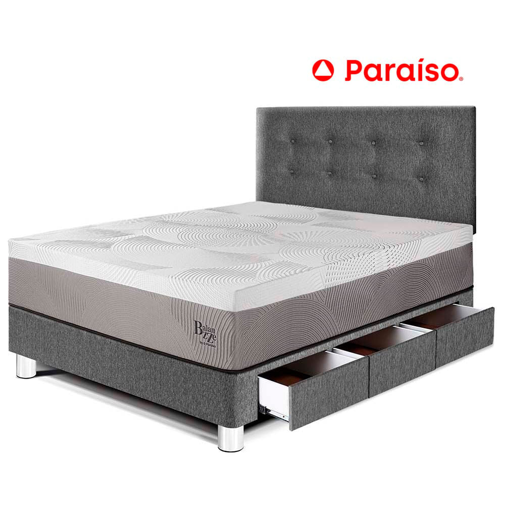 Dormitorio con Cajones Balanzze 1.5 Plazas Gris